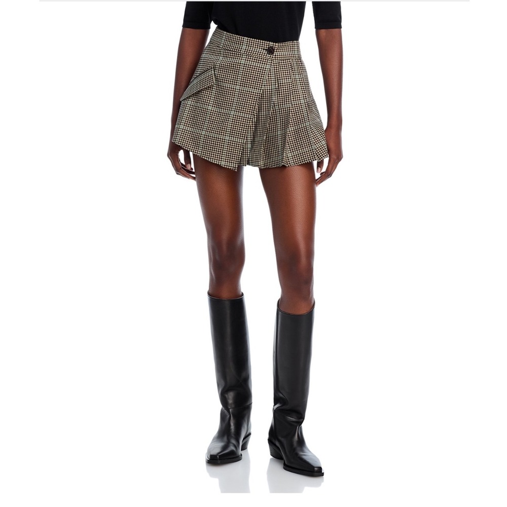 Rails Adriana Mini Skirt Teal Multi Check Grid Print Asymmetrical Crossover 10